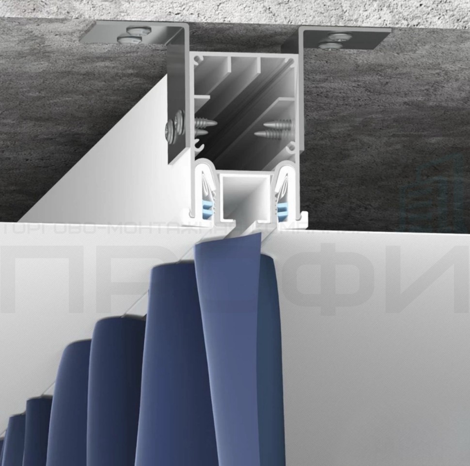 Гардина LumFer Clamp Cornice Uno 1 рядная демпферная система Белый (2,0м)
